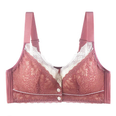 New style exquisite lace front buckle wireless plus size bra