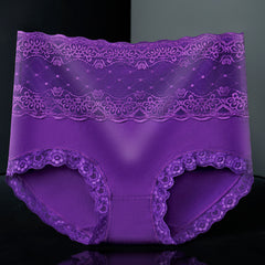 Ladies Pure Cotton High Waist Lace Breathable Plus Size Briefs