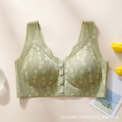 Button front plus size thin wire-free bra