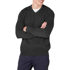 Men's Solid Color V-neck Sweater