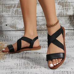Crisscross elastic flat sandals