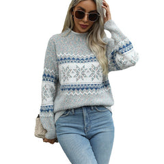 Christmas Half Turtleneck Snowflake Casual Fashion Knitted Sweater