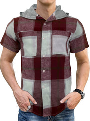 2024 New Men's Casual Hooded Plaid Shirt
