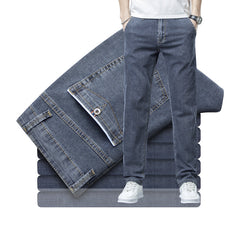 Men's Elastic Loose Soft Ice Silk Slim Straight Casual Jeans