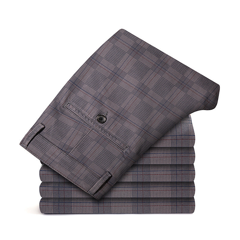 Men's Business Printed Plaid Slim Fit Stretch Casual Pants