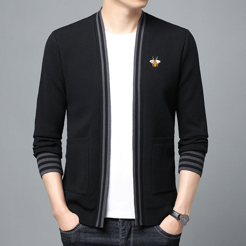 Men's New Embroidered Bee Casual Thin Cardigan