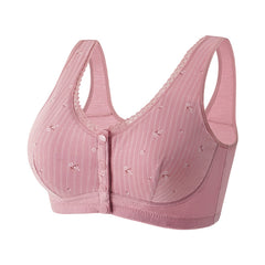 Front Button Thin Soft Cotton Wireless Bra