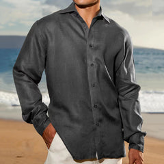 Men's Solid Color Breathable and Comfortable Business Casual Long-sleeved Shirt