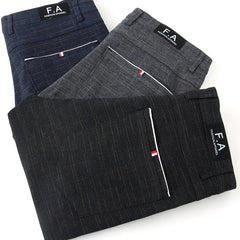 Men's Brushed Casual Stretch Plaid Cotton and Linen Pants