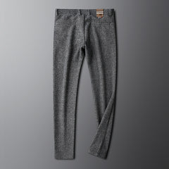 Men's Woolen Straight Striped Thick Casual Pants