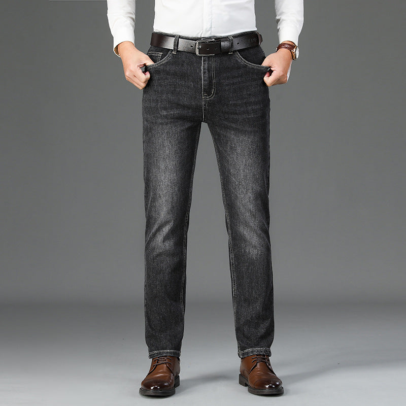 Men's Cotton Loose Straight Business Stretch Versatile Jeans