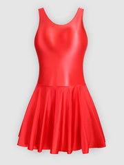 One-piece tight silky shiny gymnastics skirt