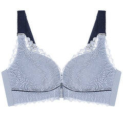 Front button large size wireless push up bra