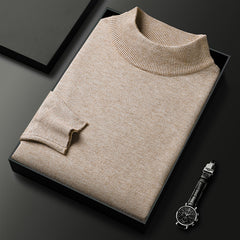 Men's Slim Fit Solid Color Half Turtle Collar Pullover Sweater