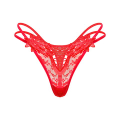 Lace Embroidery Low-Rise Floral Mesh Transparent Strapless Panties