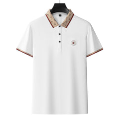 Embroidered straight breathable short-sleeved business casual solid color polo shirt