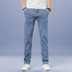 Men's Elastic Loose Soft Ice Silk Slim Straight Casual Jeans