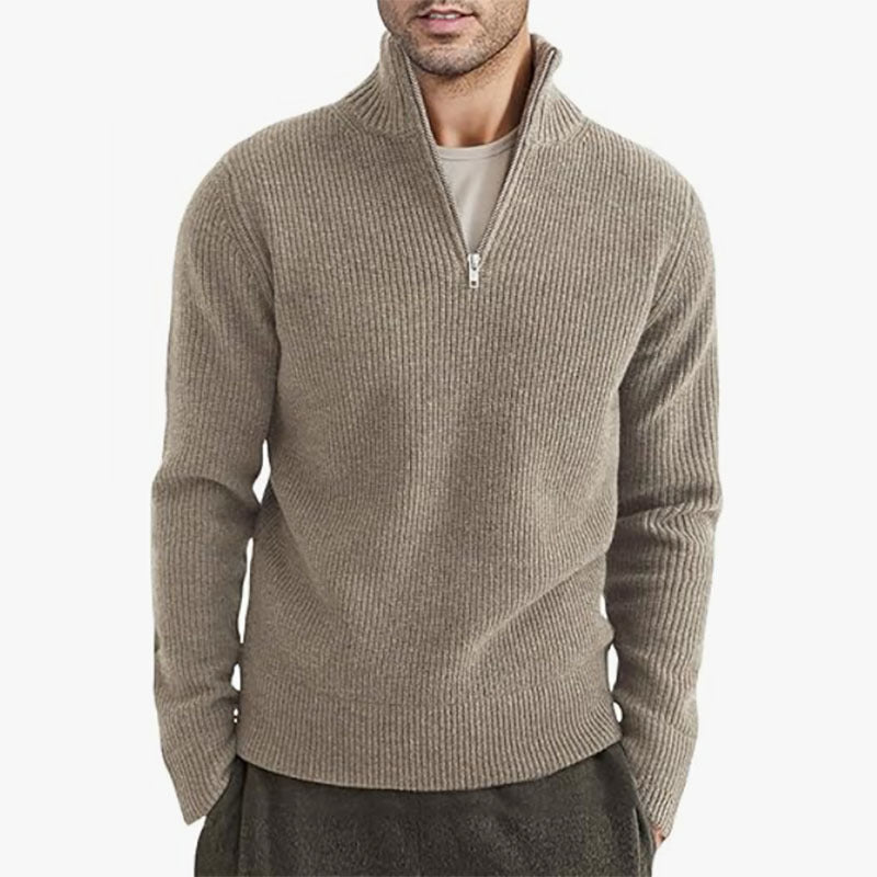 Men's half-high zipper collar warm sweater