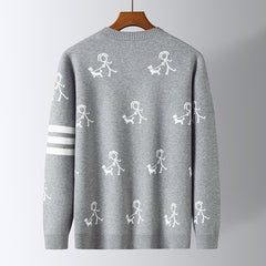 Men's Loose Printed V-neck Casual Cardigan