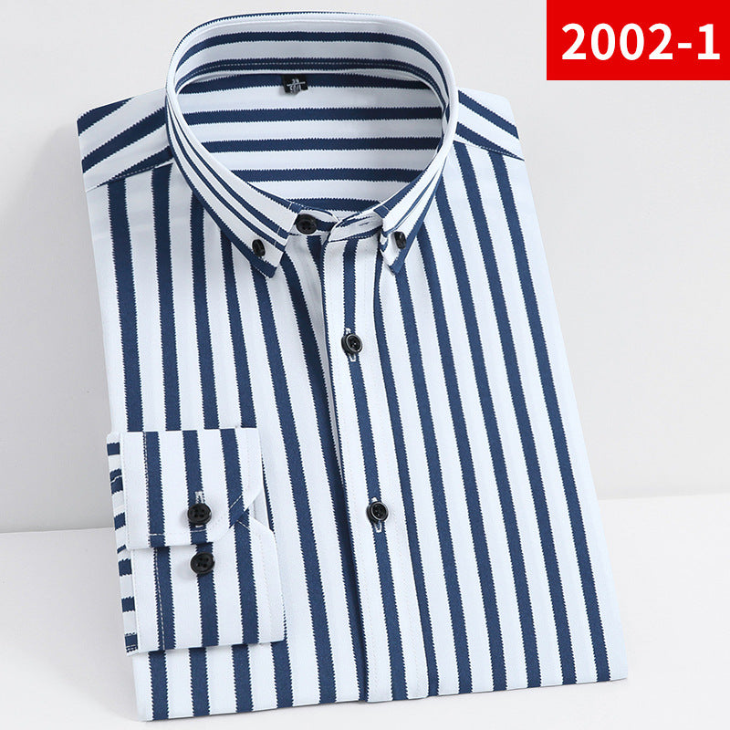 Men's Slim Striped Business Casual Long-sleeved Shirt