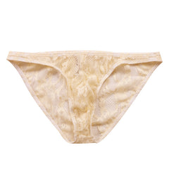 Men's Low Waist Sexy Lace Transparent Briefs