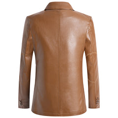 Men's Fashionable No-iron Leather Suit Jacket