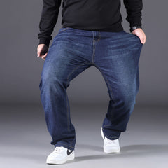2024 New Men's Large Size Loose Straight Stretch Jeans