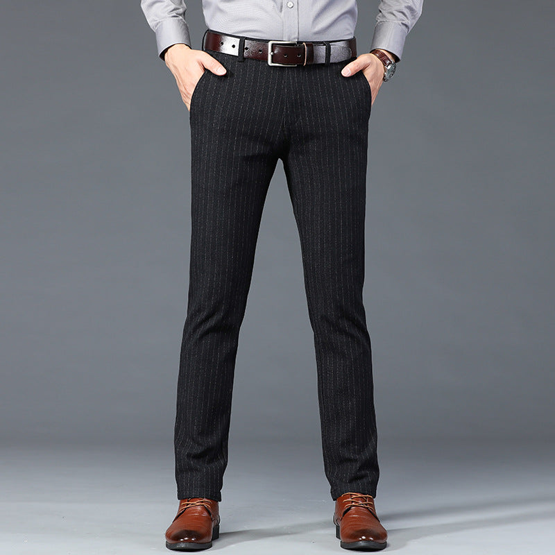 Men's New Fashion Striped Loose Stretch Business Trousers