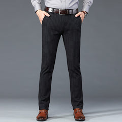 Men's New Fashion Striped Loose Stretch Business Trousers