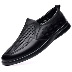 Men's Hollow Soft Sole Lightweight Breathable Leather Shoes