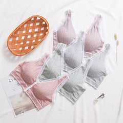 Front button jacquard wire-free breathable bra