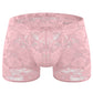 Tzy499P Rose Lace Sheer Mesh Low Waist Boxer Panties