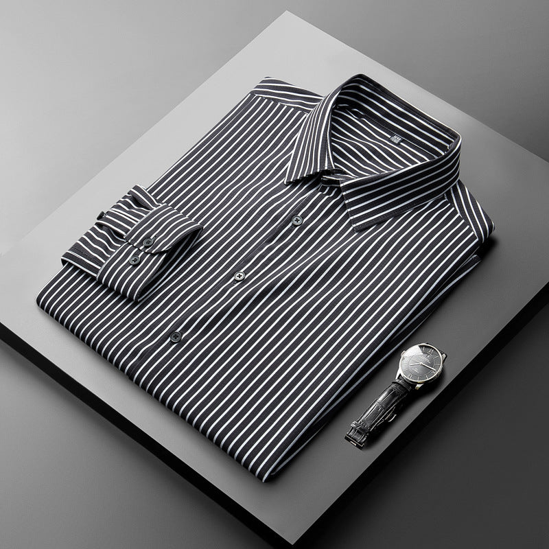 Men's No-iron Seamless Striped Slim Fit Business Casual Anti-wrinkle Shirt