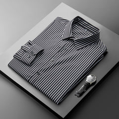 Men's No-iron Seamless Striped Slim Fit Business Casual Anti-wrinkle Shirt