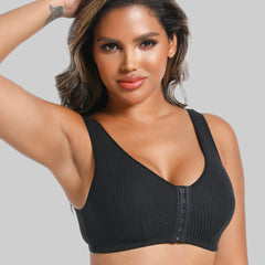 Beautiful back ribbed front clasp bra