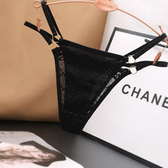 Sexy Satin Lace Low Rise Hollow Thong