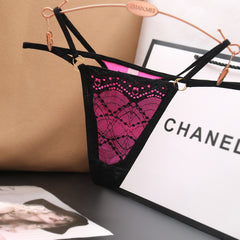 Sexy Satin Lace Low Rise Hollow Thong