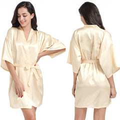 Ladies Satin Skin Friendly Cardigan Nightgown
