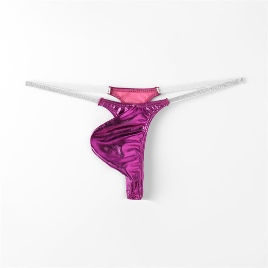 Men's Low Rise Sexy Shiny Leather Thong