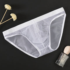 Men's Mesh Low Waist Sexy Ice Silk Briefs