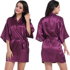 Ladies Satin Skin Friendly Cardigan Nightgown