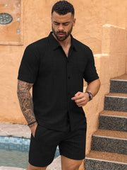 2024 Summer New Men's Jacquard Knitted Casual Sports Suit