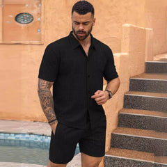 2024 Summer New Men's Jacquard Knitted Casual Sports Suit