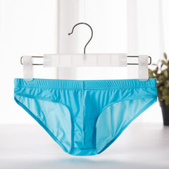Men's Ice Silk Sexy Low-Rise Transparent High-Elastic Briefs
