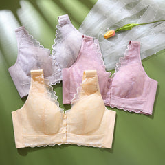 Front button lace push-up bra