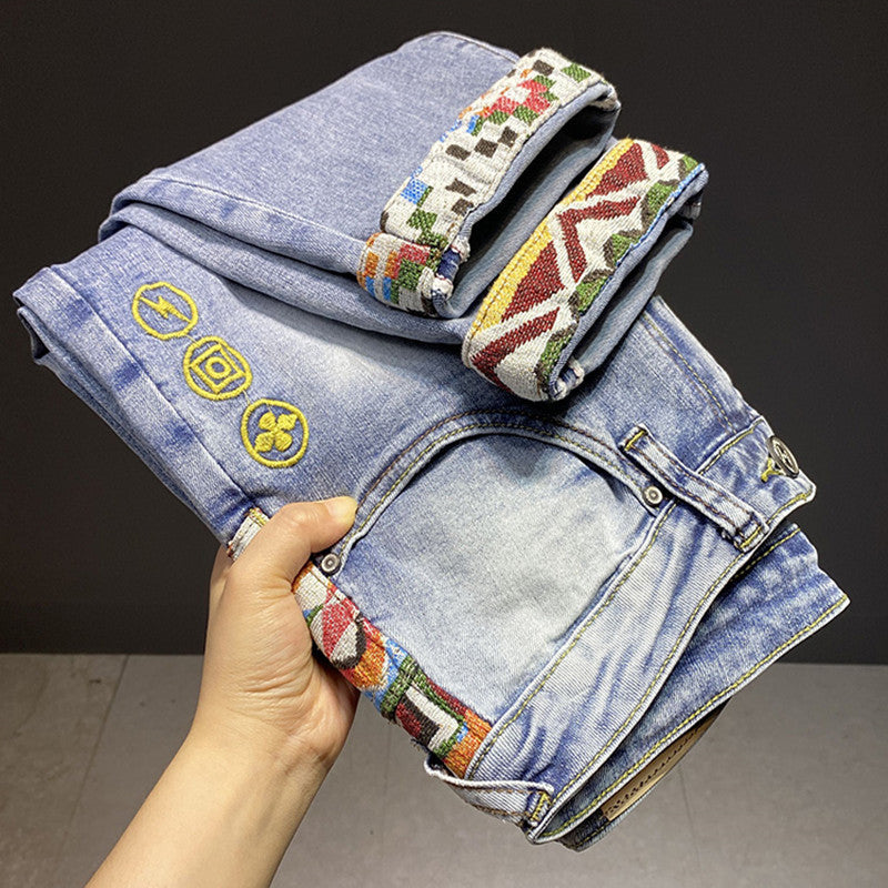 Ethnic style stretch trendy casual jeans