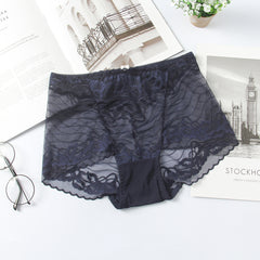 High-waisted Butt-lifting Seamless Transparent Lace Breathable Mesh Briefs