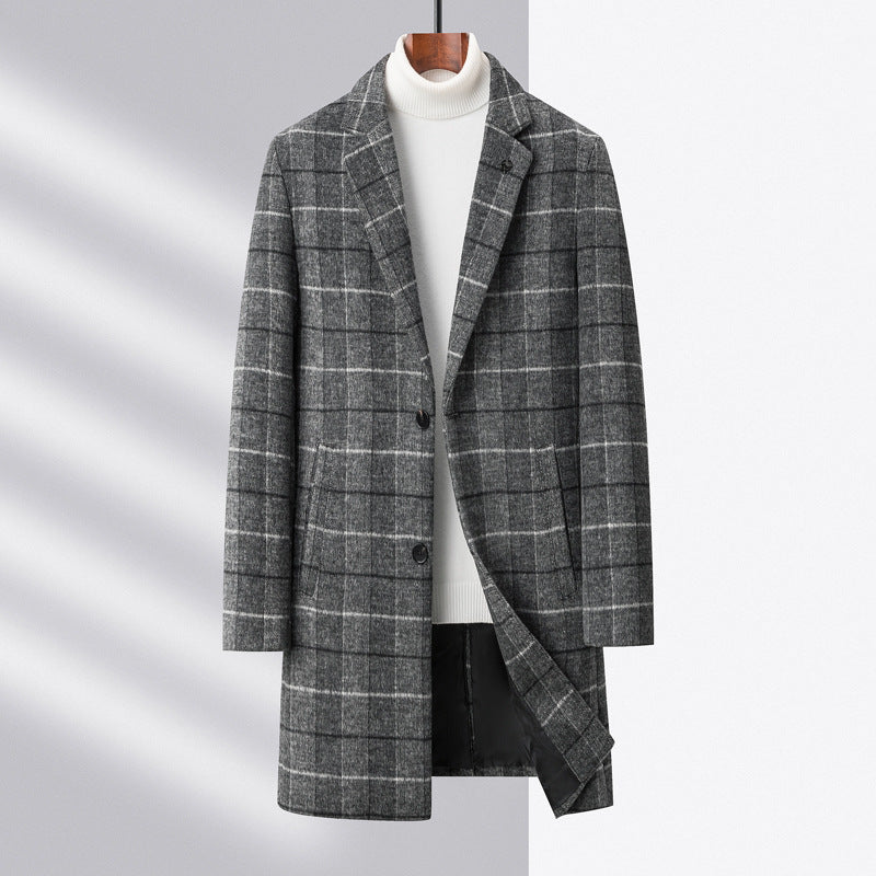 Men's High-end Plaid Woolen Coat