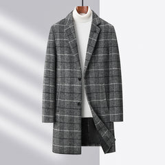 Men's High-end Plaid Woolen Coat