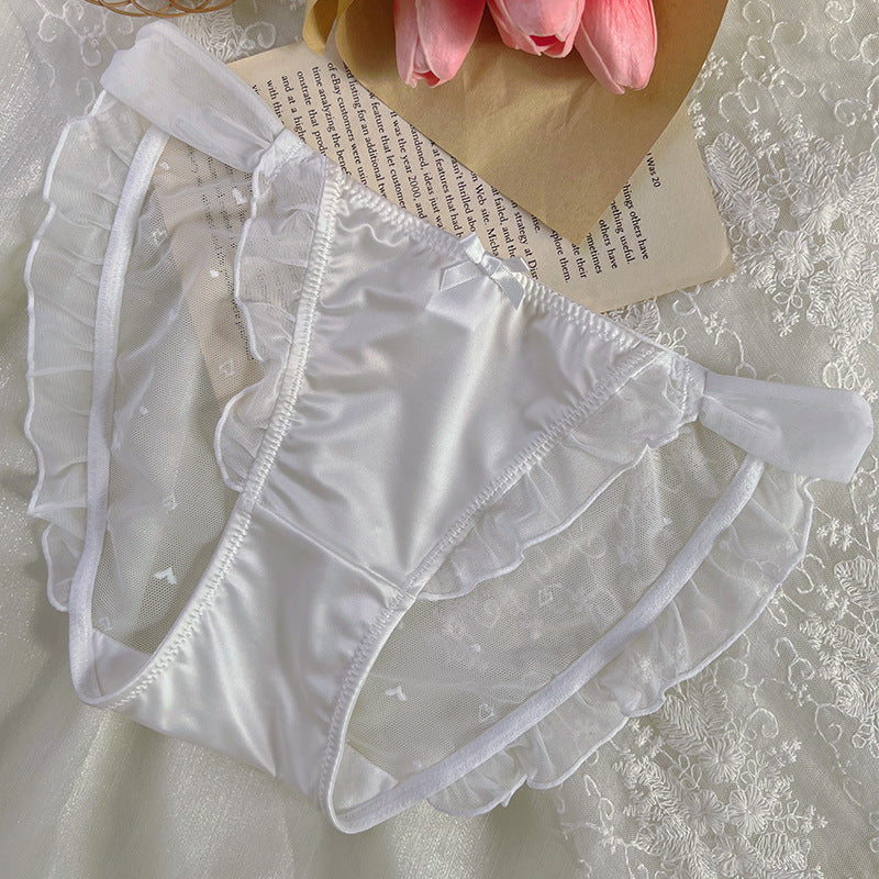 Premium satin lace sheer low rise panties
